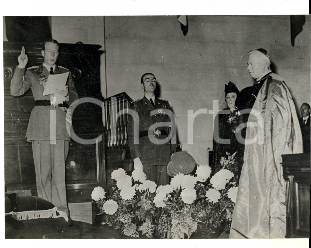 Fotografia d epoca originale 1945 ca BRUXELLES Giuramento Carlo Teodoro del BELGIO in chiesa RIPRODUZIONE 3 1