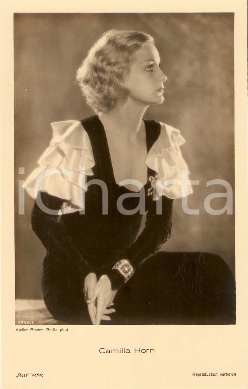 Cartolina originale da collezione 1935 ca CINEMA Actress Camilla HORN Portrait with bracelet *Cartolina (1) 1
