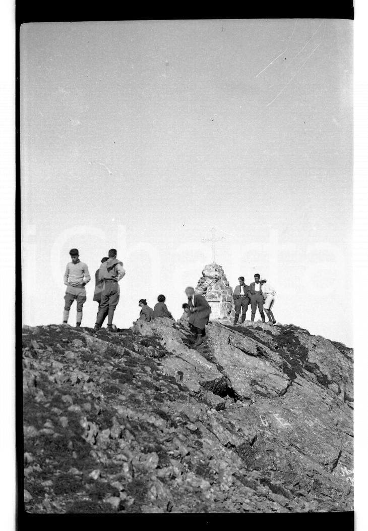 Fotografia d epoca originale 1921 PIZZO TRE SIGNORI BG Escursionisti sulla cima NEGATIVO ORIGINALE 1