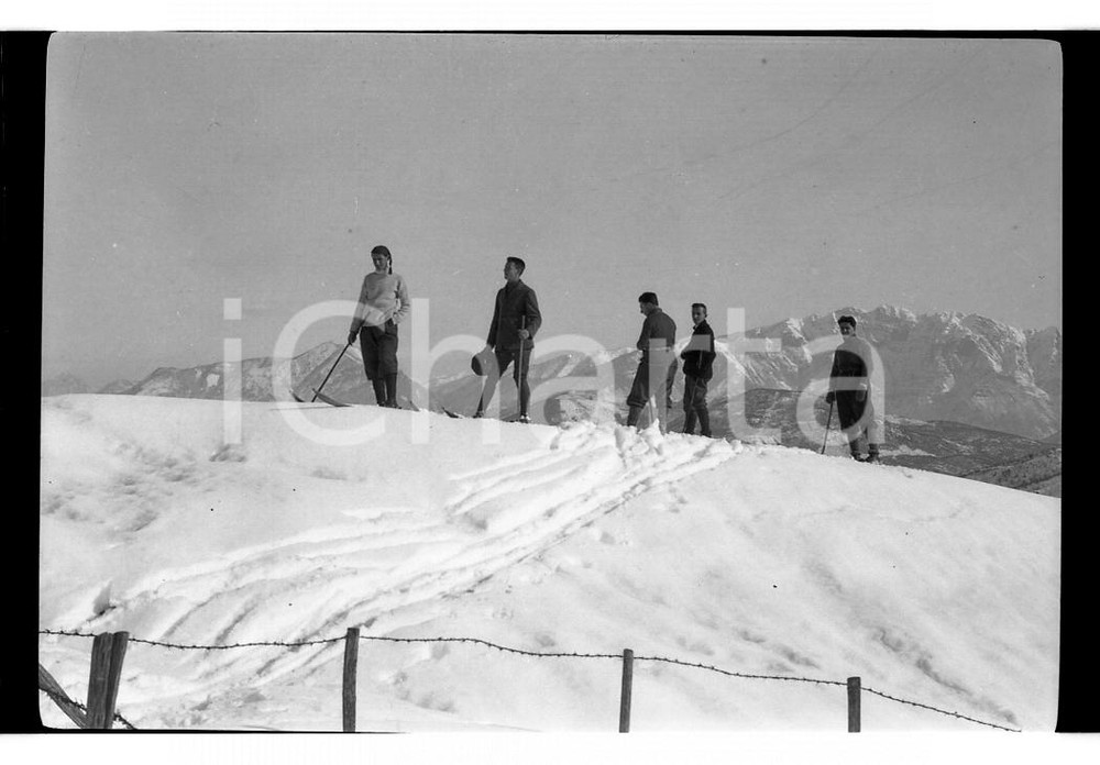 Fotografia d epoca originale 1922 MARZIO VA Sul Monte Poncione con gli sci NEGTIVO ORIGINALE 1