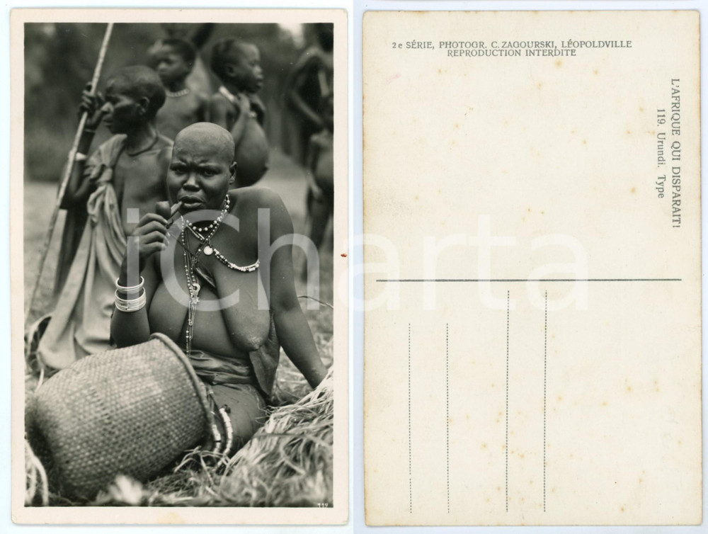 Cartolina originale da collezione 1930 ca C. ZAGOURSKI «L Afrique qui disparaît» URUNDI  Type Carte postale 119 1