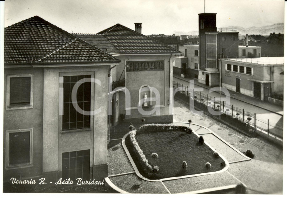 Cartolina originale da collezione 1950 ca VENARIA REALE Veduta ASILO BURIDANI Credereobbedirecombattere 2 1