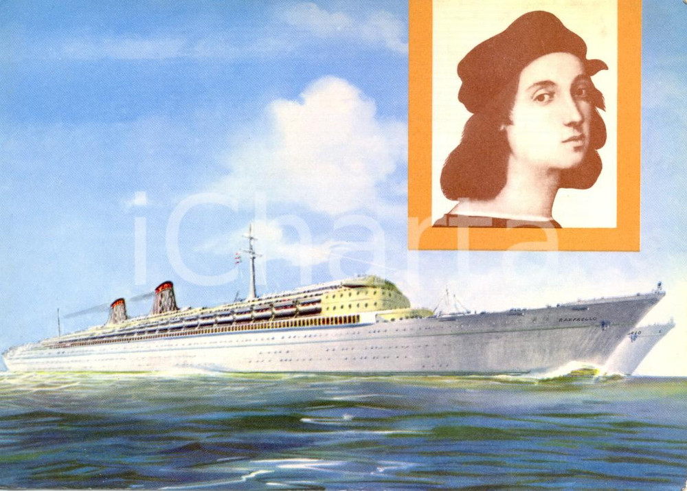 Cartolina originale da collezione 1965 ca MARINA MERCANTILE Transatlantico RAFFAELLO Società Navigazione ITALIA 2 1