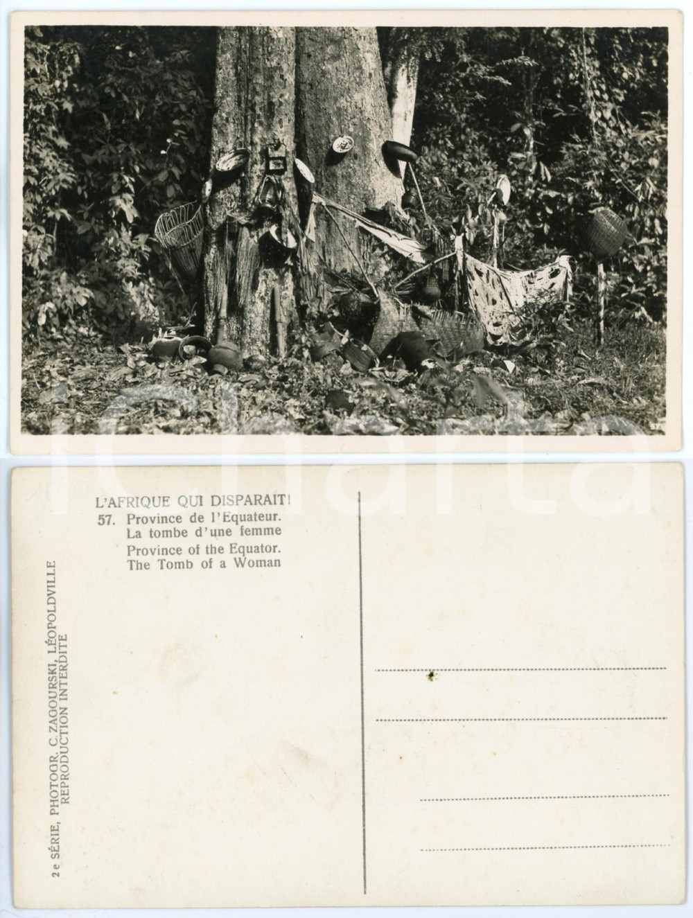 Cartolina originale da collezione 1930 ca C. ZAGOURSKI «L Afrique qui disparaît» Tombe d une femme Postcard n.57 1