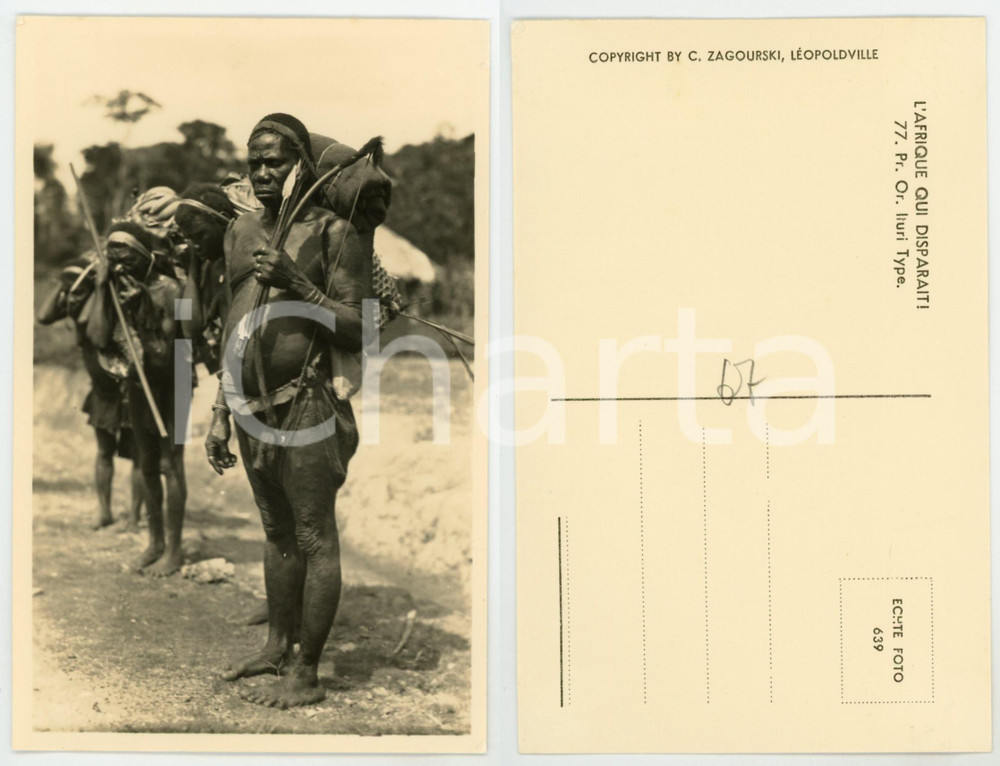 Cartolina originale da collezione 1930 ca C. ZAGOURSKI «L Afrique qui disparaît» Pr. Or. ITURI type Carte postale 1