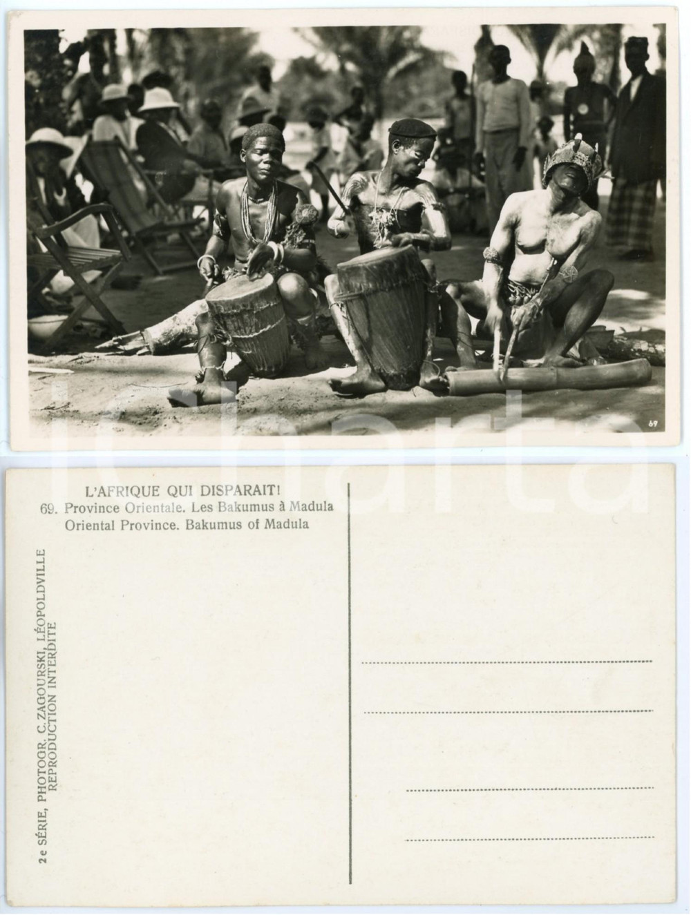 Cartolina originale da collezione 1930 ca C. ZAGOURSKI «L Afrique qui disparaît»  Bakumus à Madula Postcard n.69 1