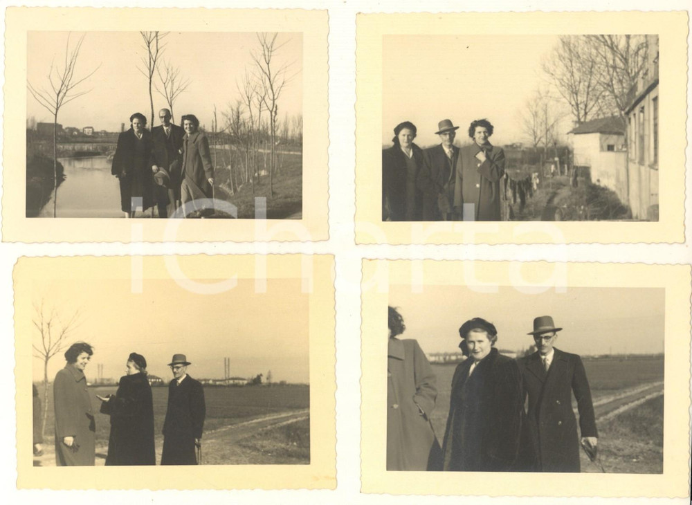 Fotografia d epoca originale 1950 ca MILANO LAMBRATE Famiglia in campagna Lotto 4 foto VINTAGE 10x7 cm 1