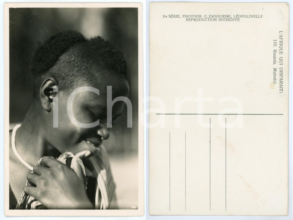 Cartolina originale da collezione 1930 C. ZAGOURSKI «L Afrique qui disparaît» RUANDA Jeune Mutudzi Postcard 110 1