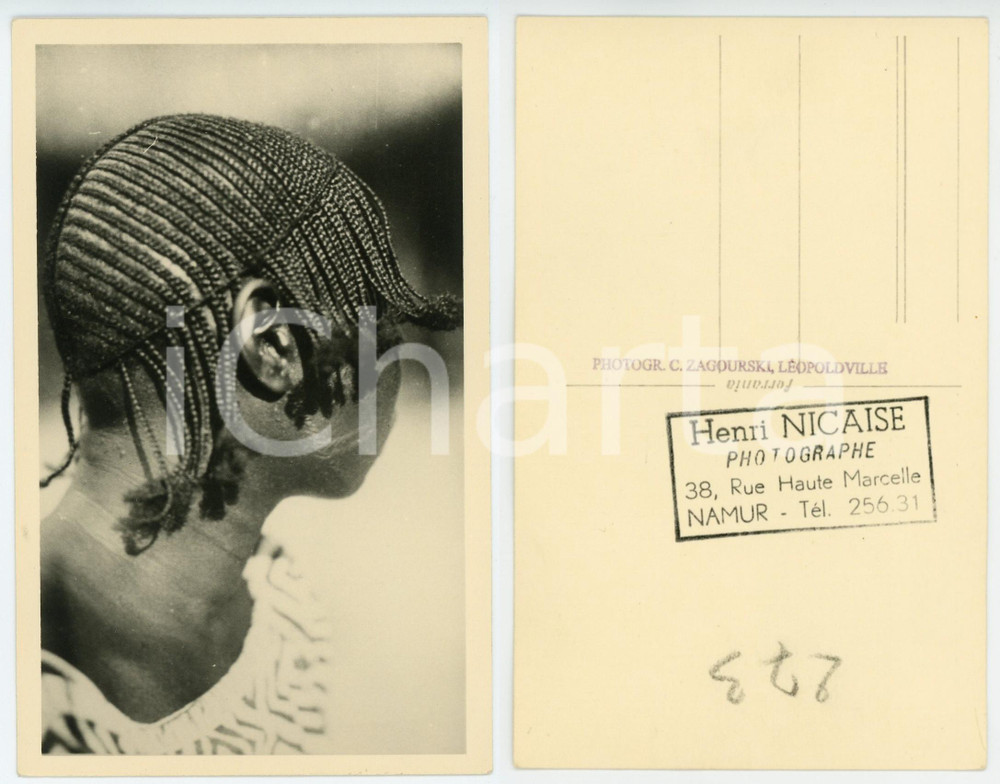 1930 C. ZAGOURSKI «L'Afrique qui disparaît» Equateur - Coiffure - Postcard 32  Fotocartolina postale d'epoca, appartenente alla 2^ serie &laquo;L'Afrique qui dispara&icirc;t&raquo; del fotografo Casimir Zagourski (L&eacute;opoldville).N&deg; 32, non viaggiata.CONDIZIONI: G FORMATO: 9x14 cm     originale e autentica 1