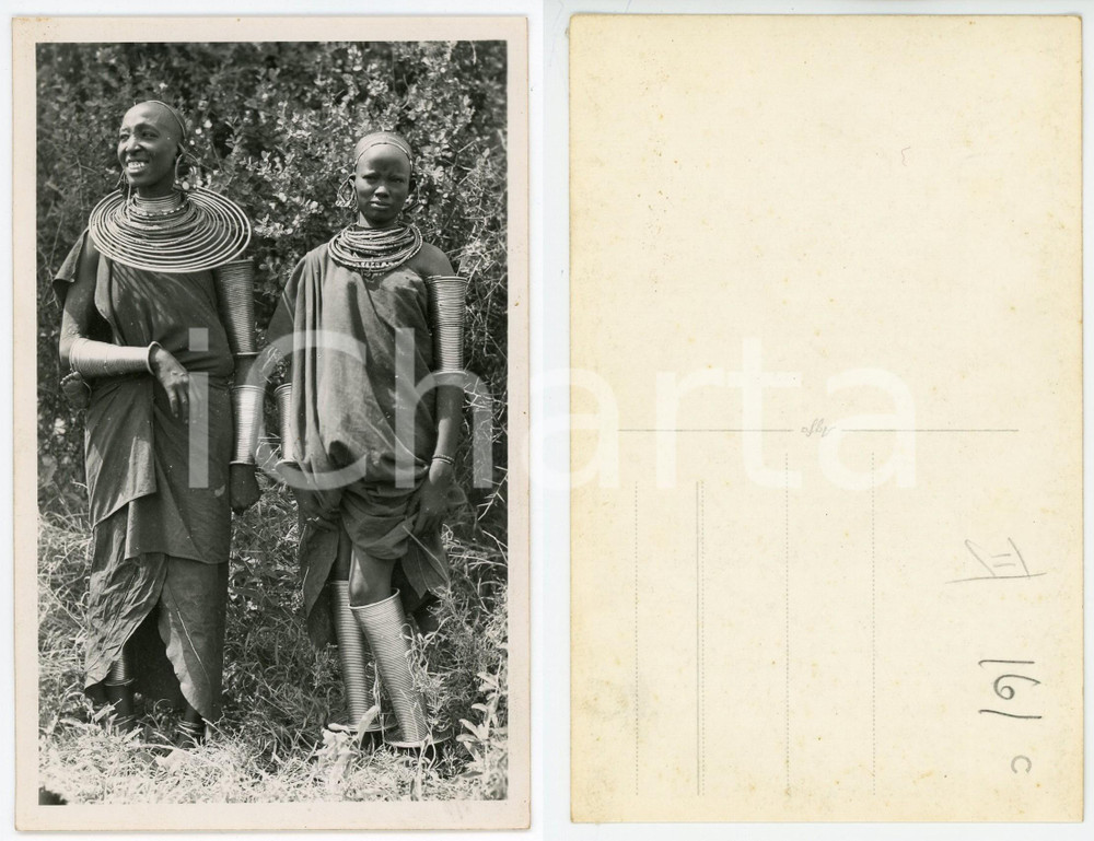 1930 ca C. ZAGOURSKI "L'Afrique qui disparaît" KENIA Femme MASSAI *Postcard 161  Fotocartolina postale d'epoca, appartenente alla 2^serie «L'Afrique qui disparaît» del fotografo Casimir Zagourski (Léopoldville).N°161, non viaggiata.  GOOD/buono  FORMATO: 9x14 cm originale e autentica 1