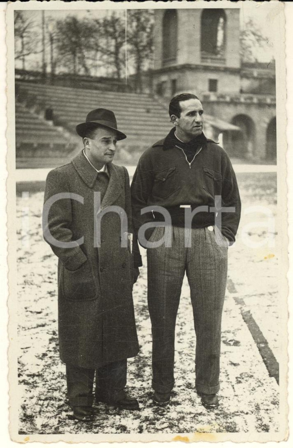 Fotografia d epoca originale 1940 ca CALCIO MILANO Arena  Portiere Ignacio EIZAGUIRRE nella neve Foto 9x14 1