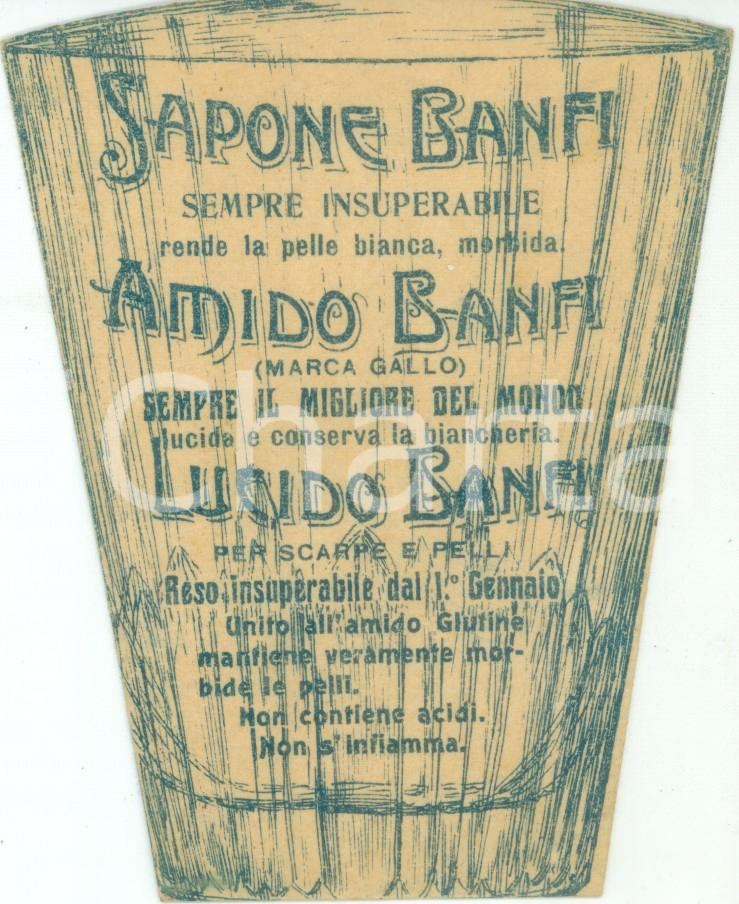 Materiale pubblicitario d’epoca 1925 ca SAPONE BANFI Bicchiere di carta pubblicitario per centri termali RARO 2 1