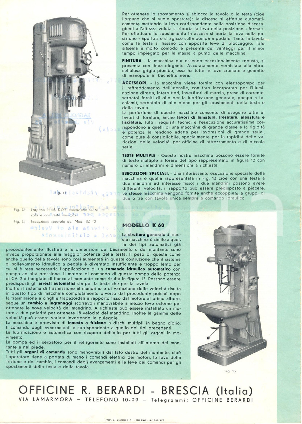 Materiale pubblicitario d’epoca 1941 BRESCIA Officine BERARDI Trapani foratrici meccaniche Opuscolo 2 1