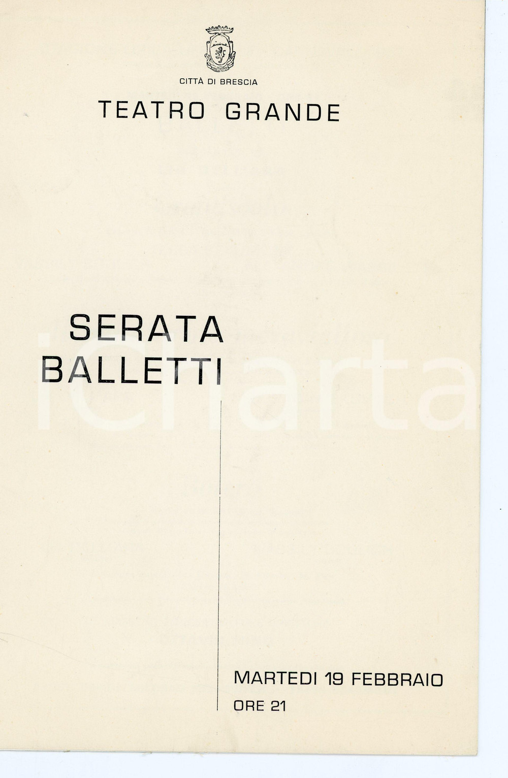 1957 BRESCIA Teatro Grande - Balletti presentati da Lia DELL'ARA Programma Libretto d'epoca. PAGINE: 8 FAIR/discreto Lieve piegatura all'angolo superiore sinistro FORMATO: 17x24 cm originale e autentica 1