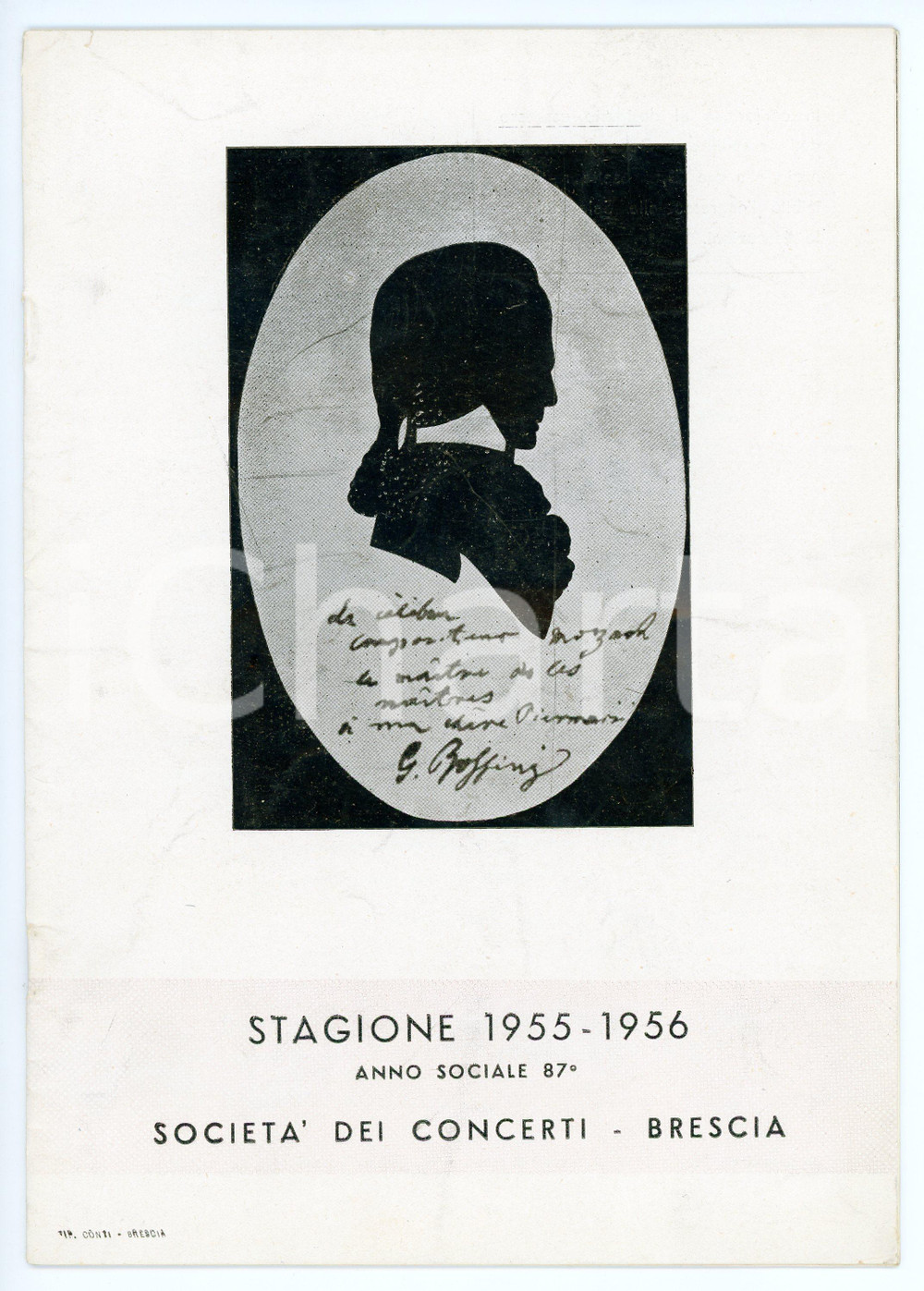 Oggetto da collezione cartaceo 1955 BRESCIA Società dei concerti  Programma stagione 19551956 Anno sociale 87 1