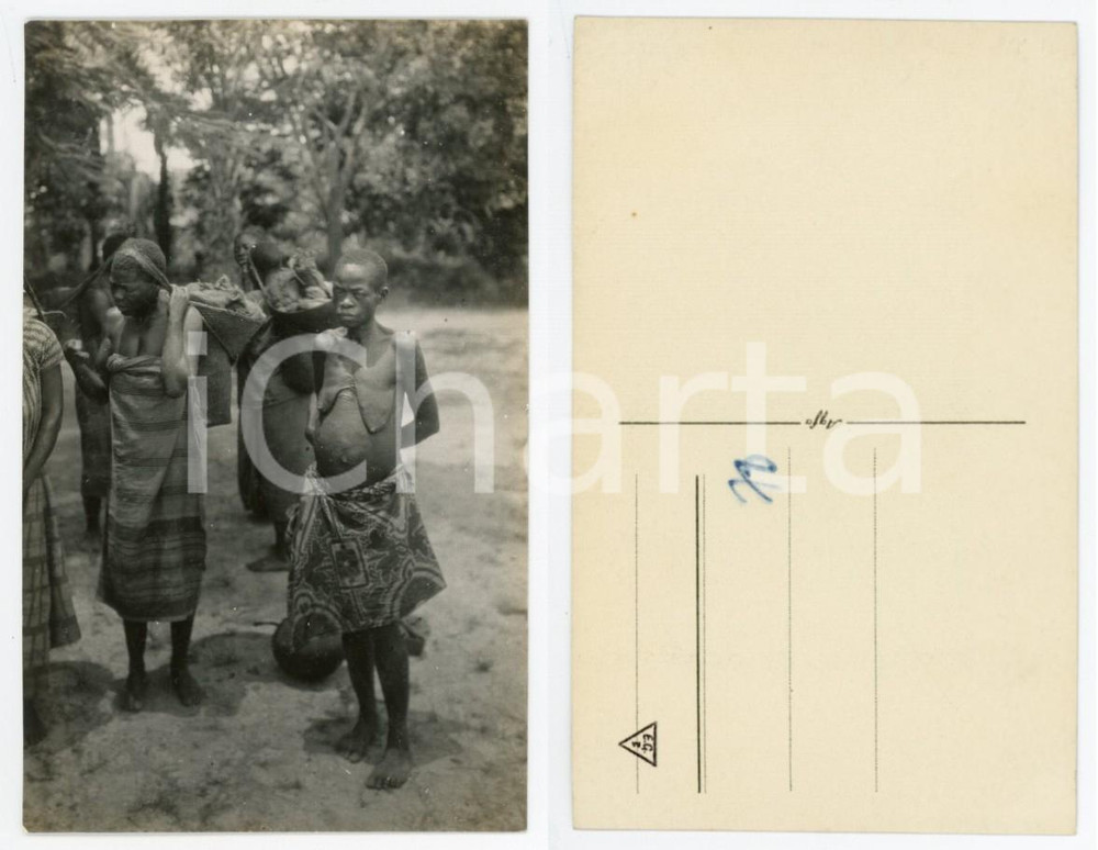 1940 ca AFRICA CONGO BELGA Donne con ceste da trasporto - Foto 9x14 cm  Fotografia originale d'epoca, in formato cartolina postale.Numero a pennarello al verso (78).  GOOD/buono  FORMATO: 9x14 cm originale e autentica 1