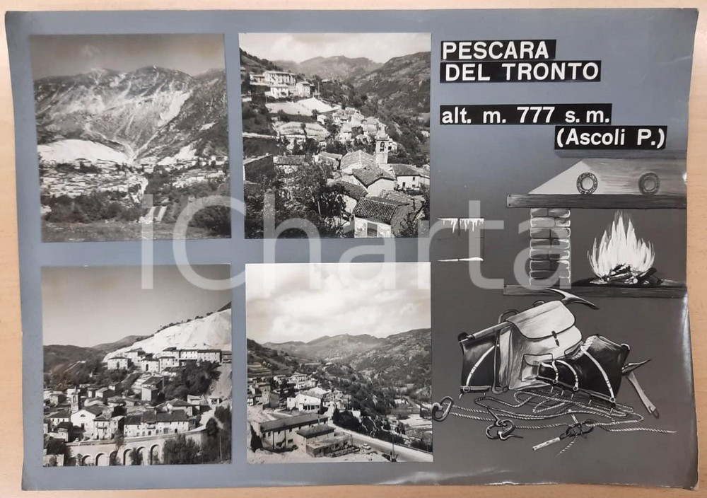 1960 ca PESCARA DEL TRONTO Vedutine - Bozzetto preparatorio cartolina Bozzetto preparatorio per cartolina postale.Collage su cartoncino flessibile.  FAIR/discreto Gualciture e piegature ai margini FORMATO: 50x35 cm originale e autentica 1