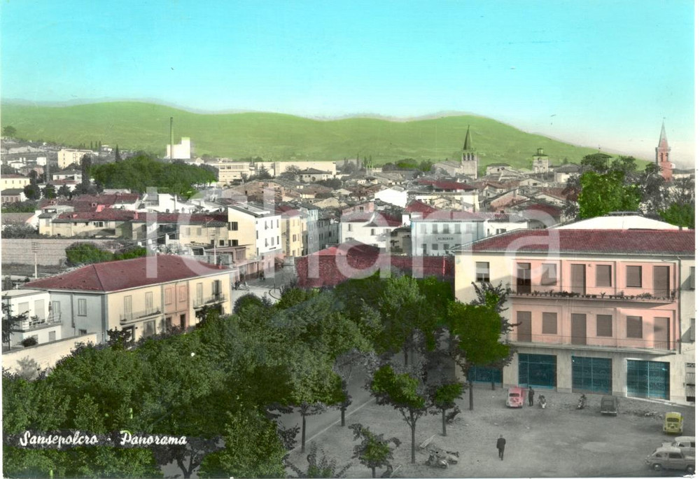 Cartolina originale da collezione 1967 SANSEPOLCRO (AR) Veduta panoramica del paese ^Cartolina FG VG 1