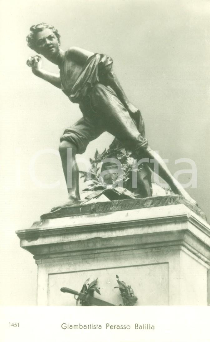 Cartolina originale da collezione 1937 GENOVA PORTORIA Statua di Giambattista PERASSO detto il BALILLA Cartolina 1