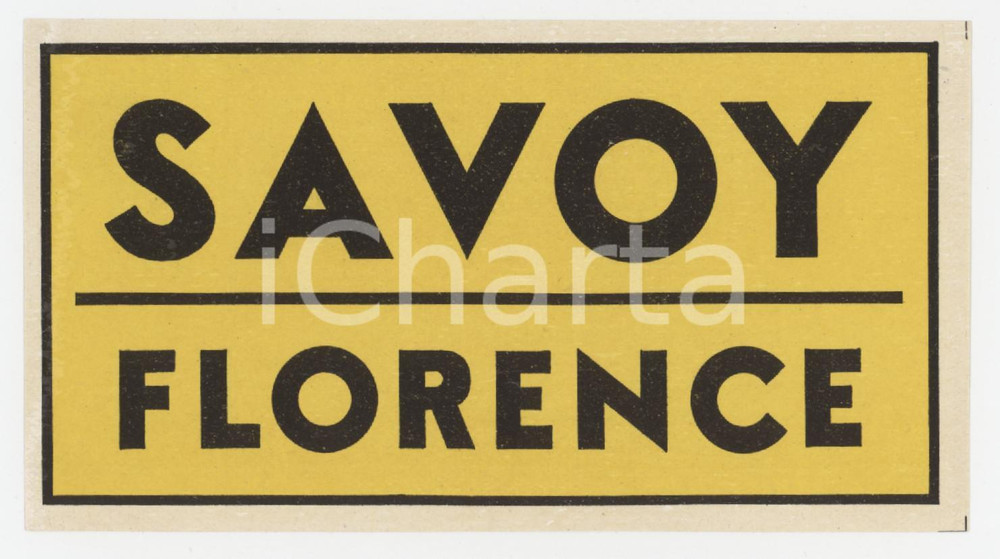 1920 ca FIRENZE Hotel Savoy Florence - Etichetta 12x6 cm (2) Etichetta d'epoca.  GOOD/buono  FORMATO: 12x6 originale e autentica 1