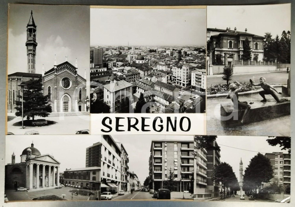 Stampa, bozzetto originale 1960 ca SEREGNO Vedutine della città  Bozzetto preparatorio cartolina 1