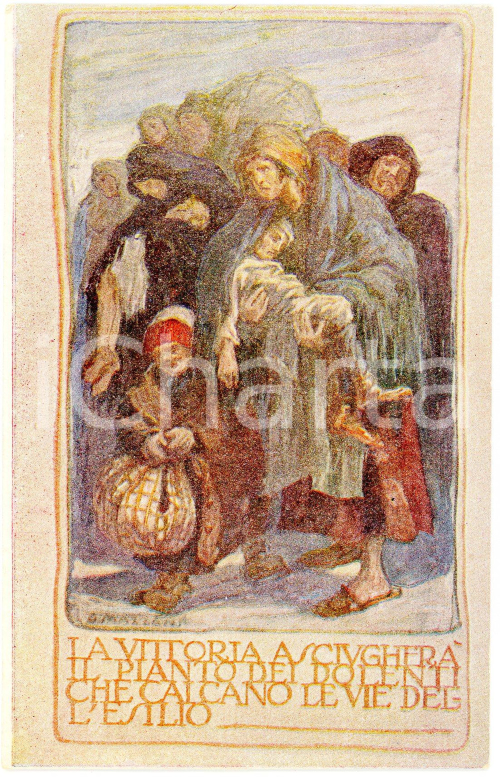 1915 ca WW1 Artista G. MAZZONI La vittoria asciugherà il pianto - Cartolina  Cartolina postale d'epoca, non viaggiata.CONDIZIONI: GOODFORMATO: FP     originale e autentica 1