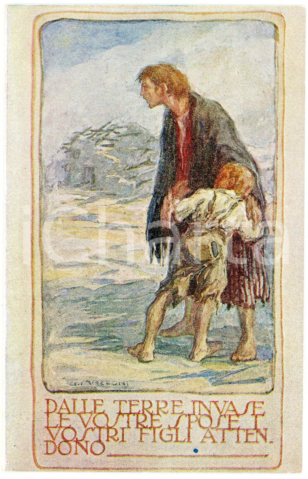 1915 ca WW1 Artista G. MAZZONI Le vostre spose attendono - Cartolina (2)  Cartolina postale d'epoca, non viaggiata.CONDIZIONI: GOODFORMATO: FP     originale e autentica 1