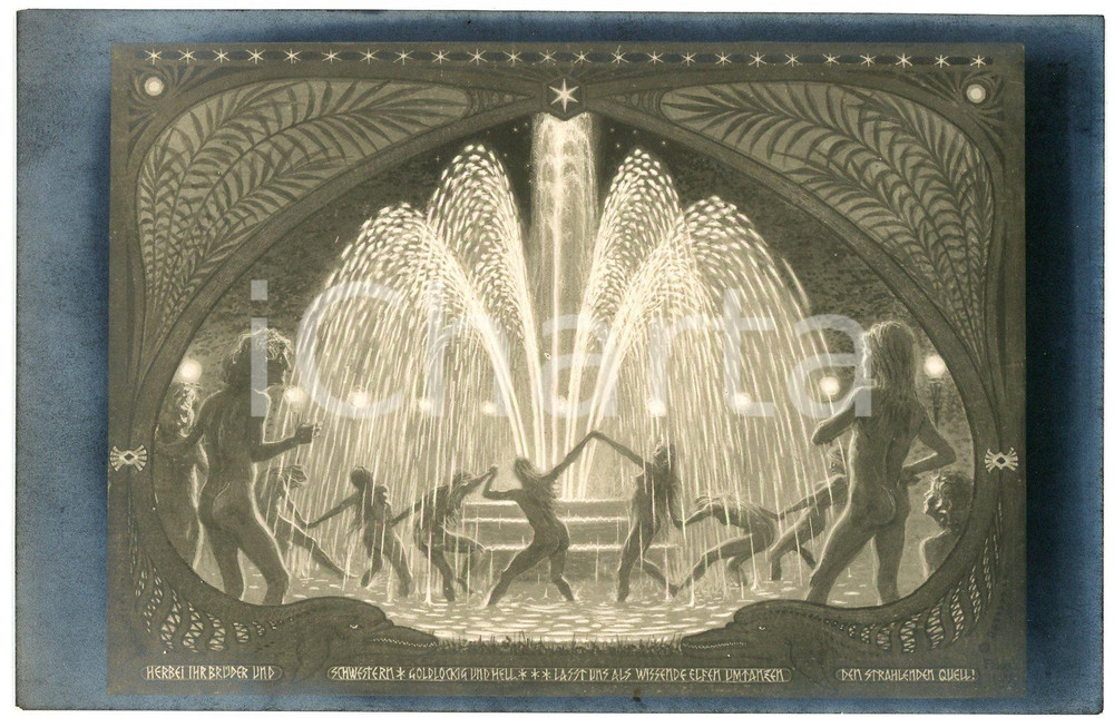 Cartolina originale da collezione 1910 ca Artist FIDUS Hugo HÖPPENER  Der Strahlende Quell  Postcard 2 1