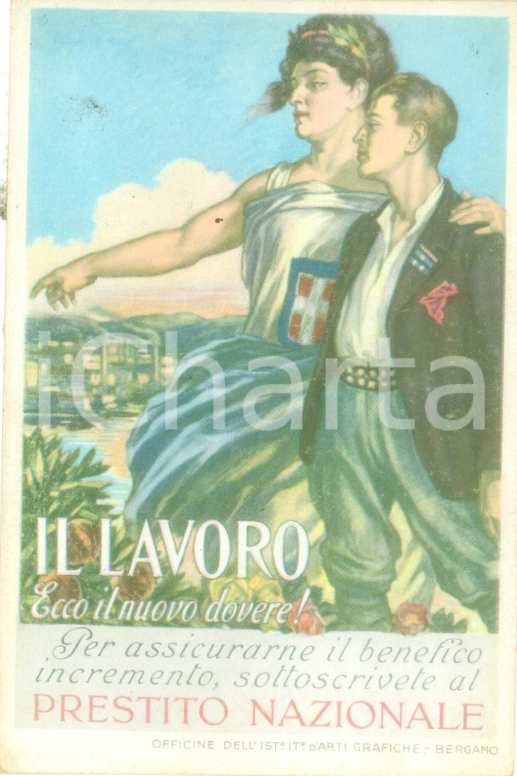 Cartolina originale da collezione 1918 PROPAGANDA WW1 Lavoro nuovo dovere Prestito Nazionale Cartolina 1 1