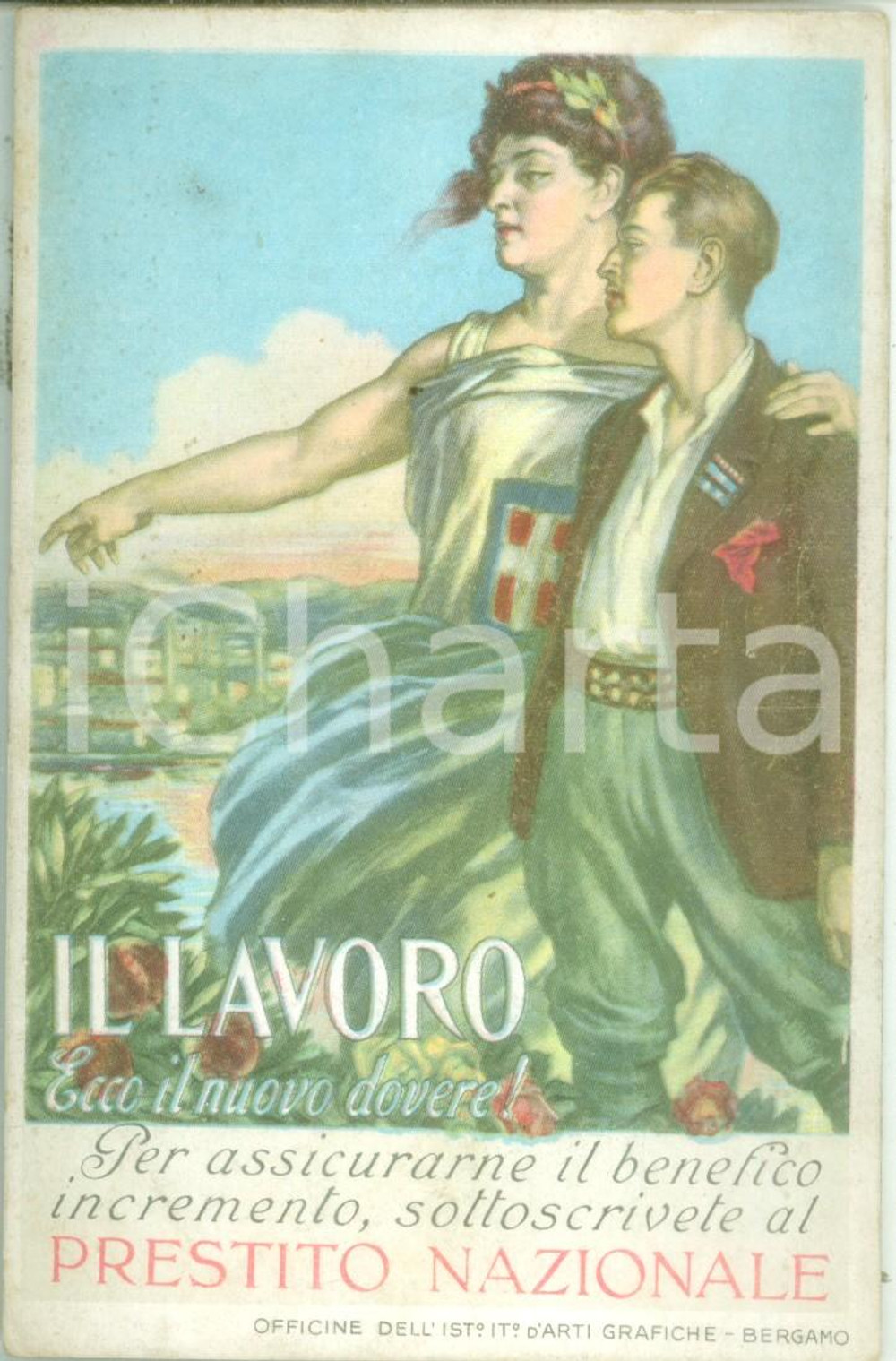 Cartolina originale da collezione 1918 PROPAGANDA WW1 Lavoro nuovo dovere Prestito Nazionale Cartolina 3 1