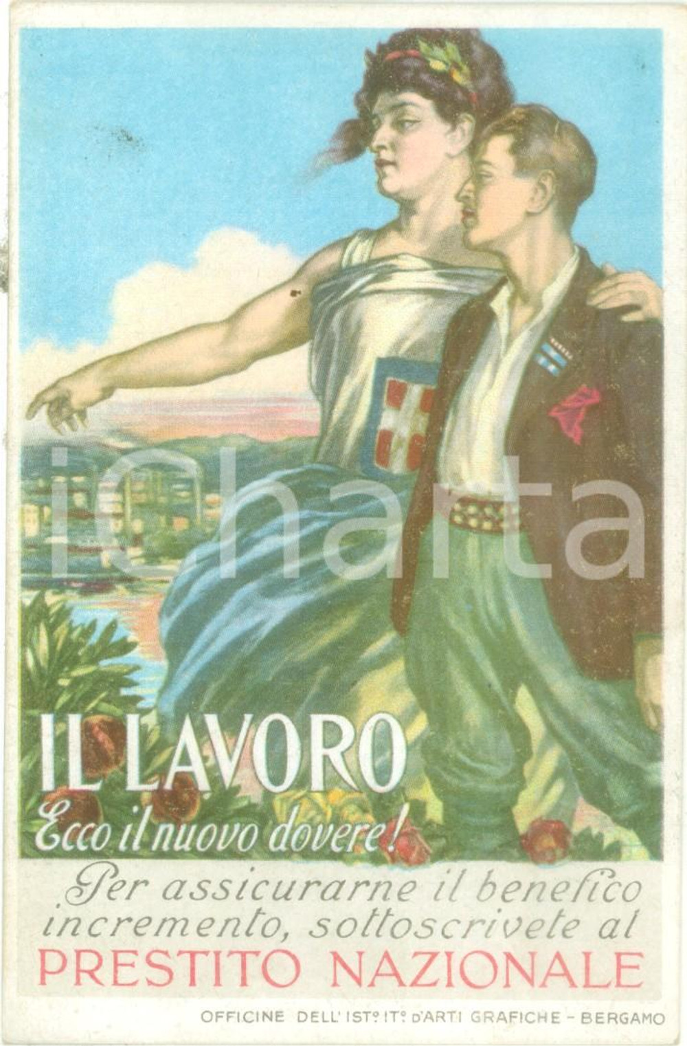 Cartolina originale da collezione 1918 PROPAGANDA WW1 Lavoro nuovo dovere Prestito Nazionale Cartolina 4 1