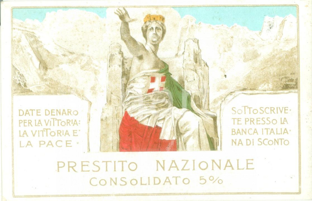 Cartolina originale da collezione 1915 ca PROPAGANDA WW1 Prestito Nazionale Consolidato Vittoria Cartolina 2 1
