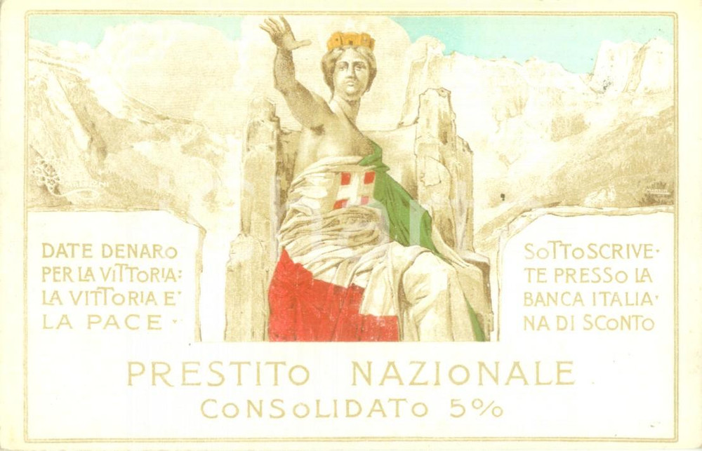 Cartolina originale da collezione 1915 ca PROPAGANDA WW1 Prestito Nazionale Consolidato Vittoria Cartolina 4 1