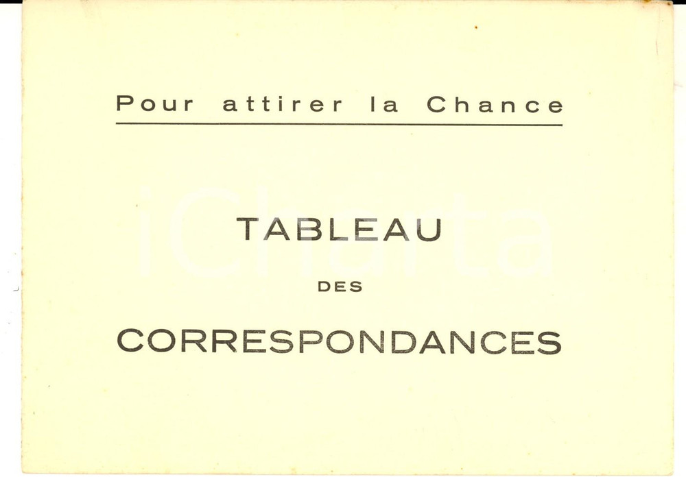 Documento originale, autentico 1960 ca FRANCE HOROSCOPE Tableau correspondances pour la chance Brochure 2 1