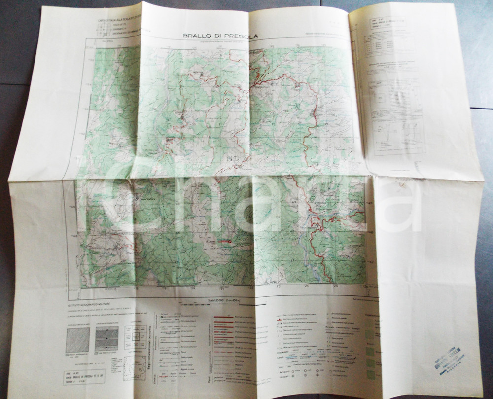 1959 Istituto Geografico Militare CARTA D'ITALIA - VARZI ^Mappa 65x60 cm DIMENSIONI: 65x60 cmCONDIZIONI: G (piegature d'epoca)     originale e autentica 1