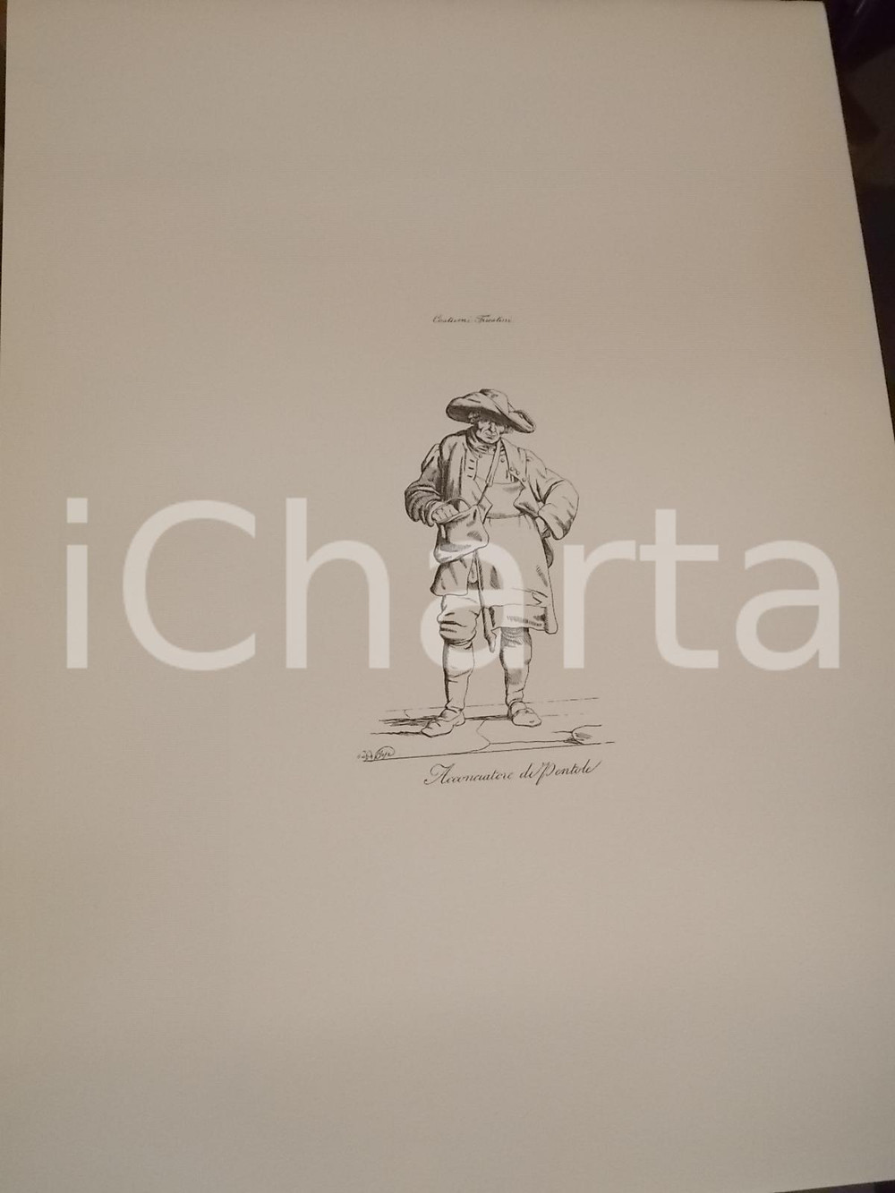 Stampa, bozzetto originale 1950 ca Eugenio BOSA COSTUMI TRIESTINI Acconciatore di pentole Stampa 32x44 cm 1