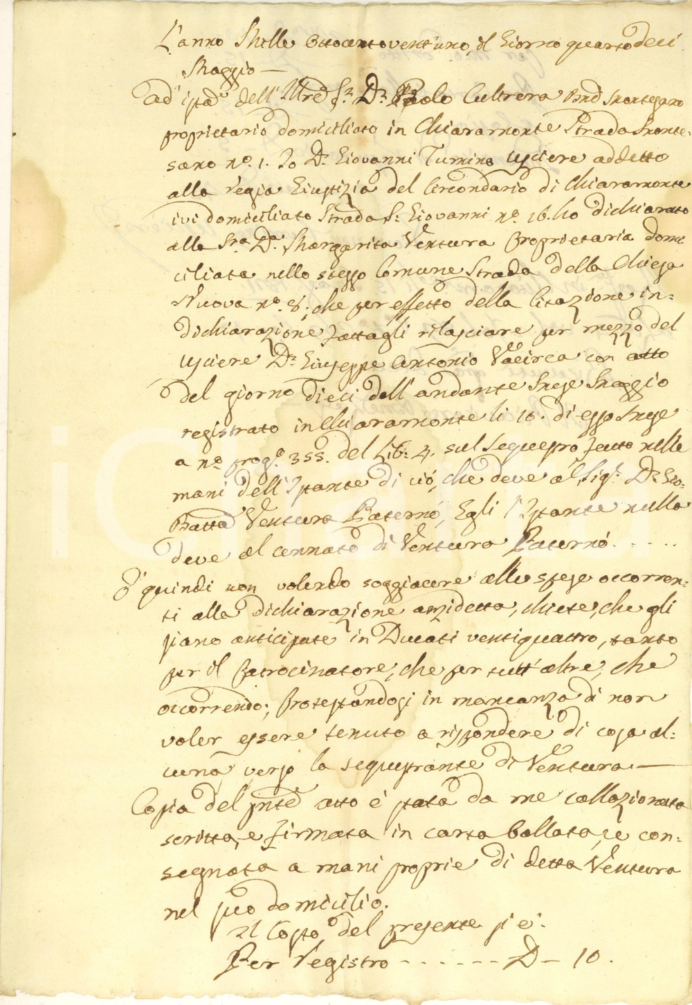 Documento originale, autentico 1821 CHIARAMONTE GULFI Don Paolo CULTRERA chiede anticipo spese patrocinatore 1