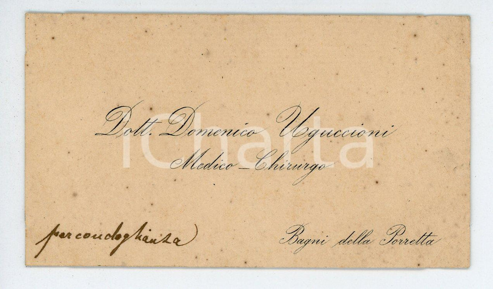 Autografo originale 1920 ca BAGNI DELLA PORRETTA Domenico UGUCCIONI Biglietto condoglianze AUTOGRAFO 1