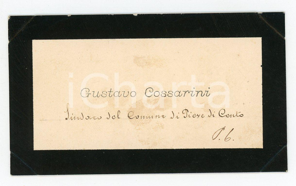 Autografo originale 1890 PIEVE DI CENTO Gustavo COSSARINI Sindaco  Biglietto condoglianze AUTOGRAFO 1