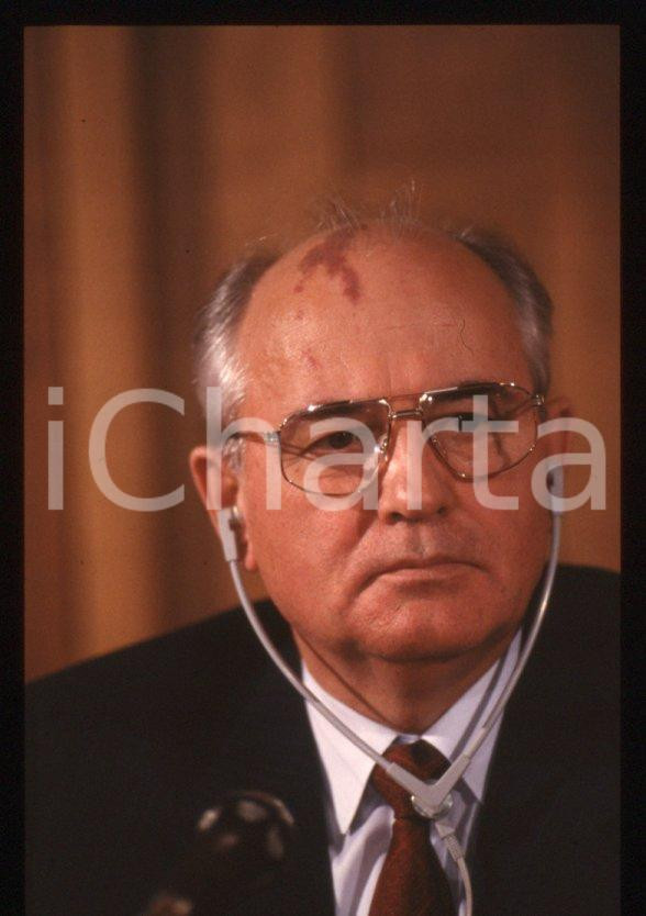 Fotografia d epoca originale 35mm vintage slide 1989 MILANO Michail GORBACHEV President USSR Portrait 66 1