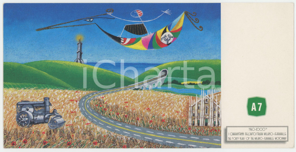 Cartolina originale da collezione 2000 Autostrada A7 MILANOSERRAVALLE  Cartolina ill. MELONISKI DA VILLACIDRO 1 1