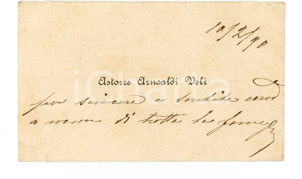 Autografo originale 1890 Astorre ARNOALDI VELI  Biglietto condoglianze AUTOGRAFO 1