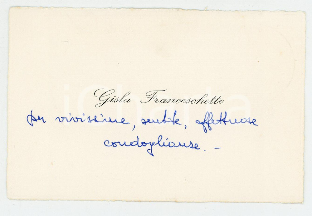 Autografo originale 1971 Gisla FRANCESCHETTO Biglietto di condoglianze AUTOGRAFO 1
