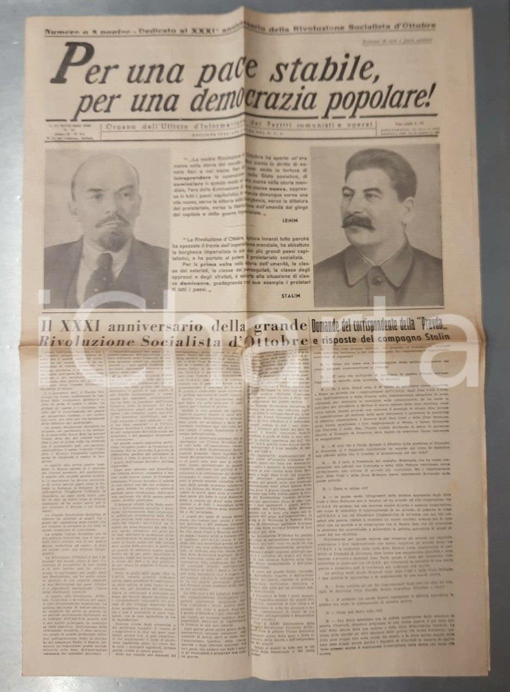 Giornale, rivista storica 1948 PARTITO COMUNISTA Giornale XXXI anniversario Rivoluzione d Ottobre 1