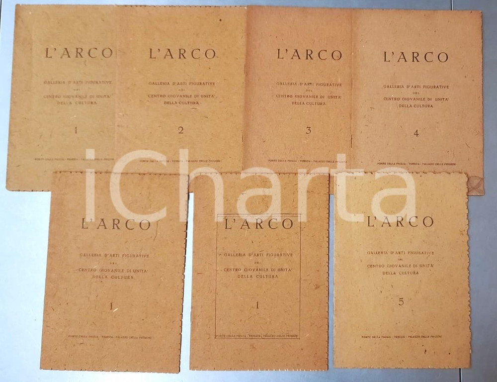 Libro, pubblicazione d epoca 1945 VENEZIA Galleria L ARCO Arti figurative  Lotto 7 fascicoli mostre 1