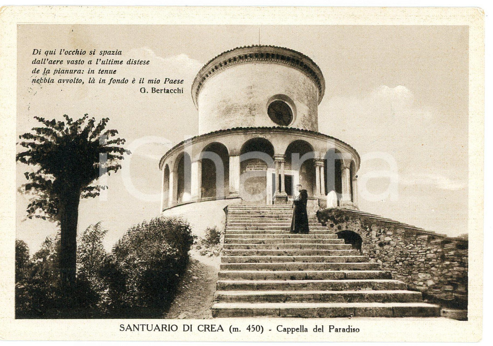 Cartolina originale da collezione 1956 SANTUARIO DI CREA Frate alla Cappella del Paradiso  Cartolina 2 1