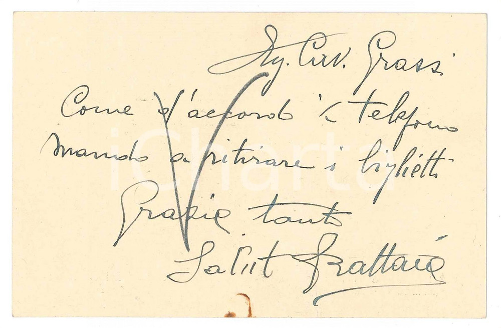 Oggetto da collezione cartaceo 1940 MILANO Fiorista Emilio ALIVERTI Via Filippo Sassetti 10 Biglietto 2 1