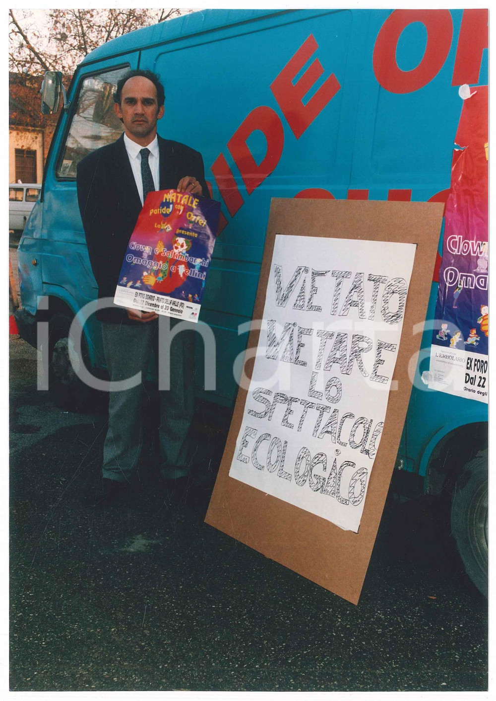 Fotografia d epoca originale 1993 CIRCO PADOVA Paride ORFEI promuove il suo spettacolo ecologico Foto 1 1