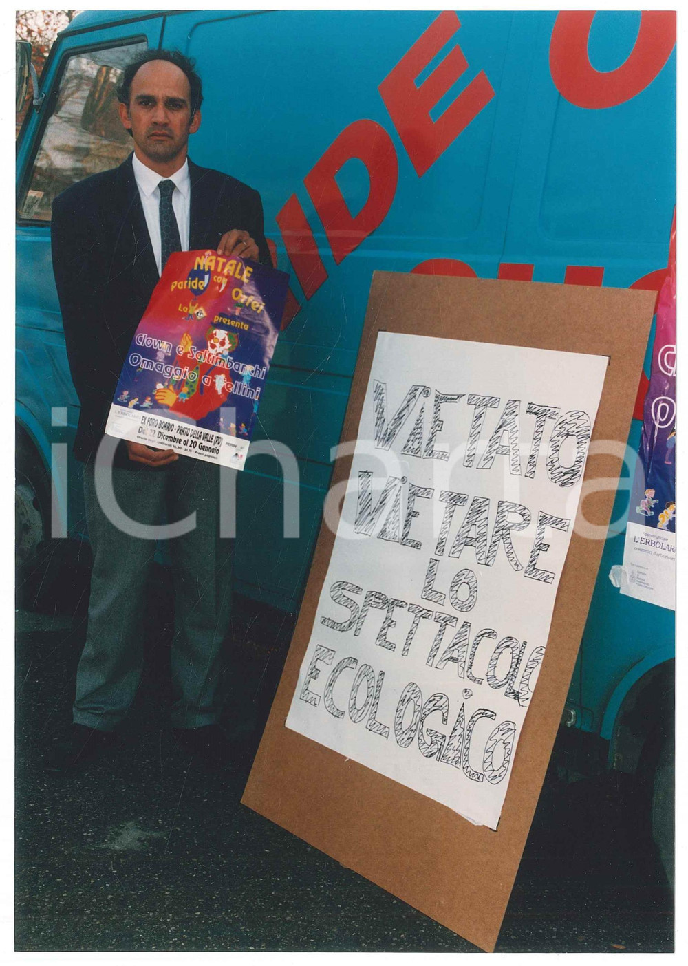 Fotografia d epoca originale 1993 CIRCO PADOVA Paride ORFEI promuove il suo spettacolo ecologico Foto 1 1