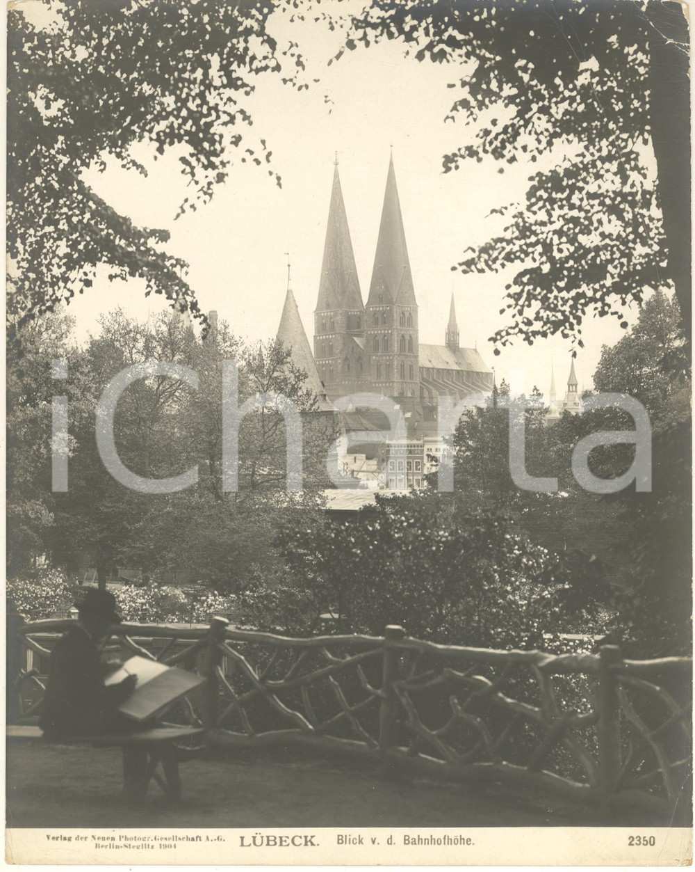 Fotografia d epoca originale 1904 LUBECK GERMANY Block v. d. Bahnhofhohe Foto ANIMATA artista n. 2350 1